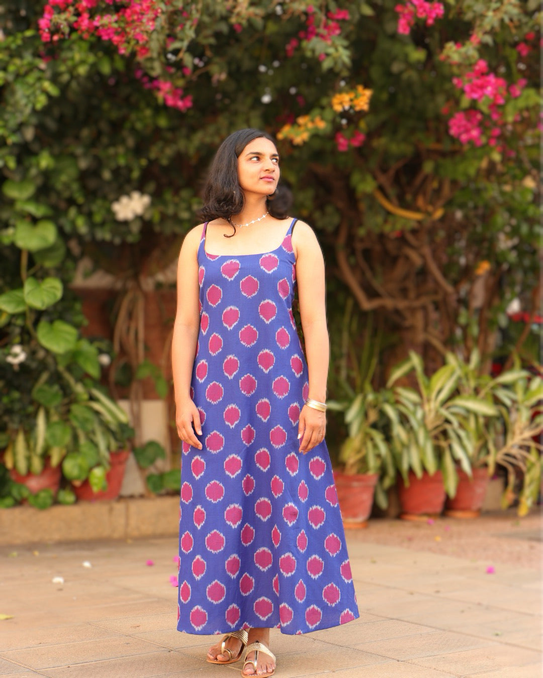 Zadie Dress - indigo circle ikkat