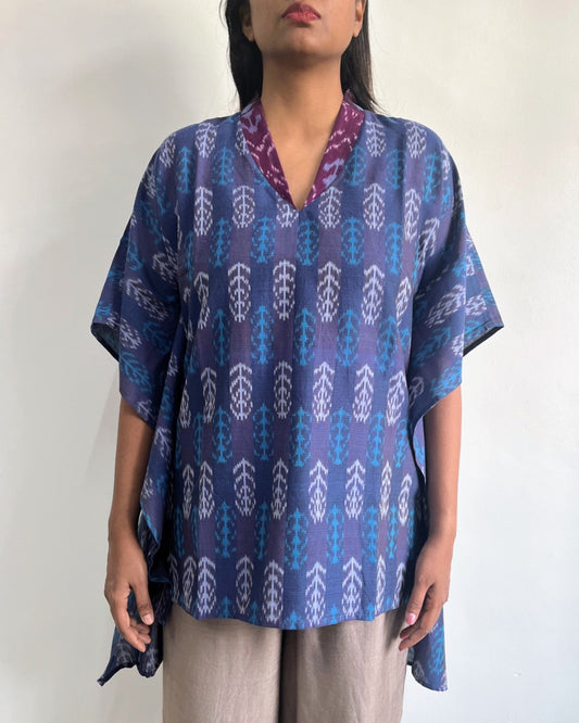 Imara Kaftan - Indigo Blue White Ikat