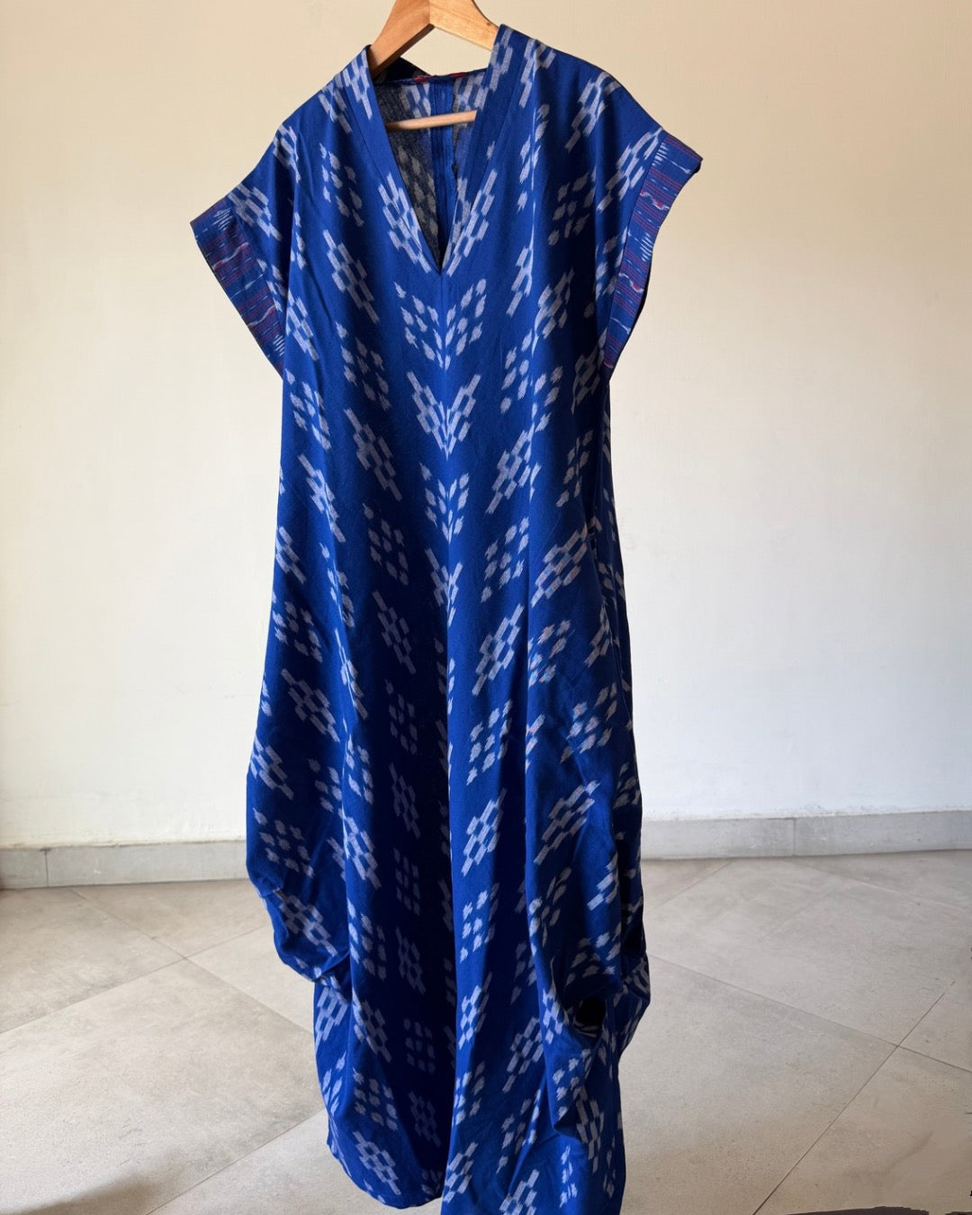 Emy Cowl Dress - blue ikkat