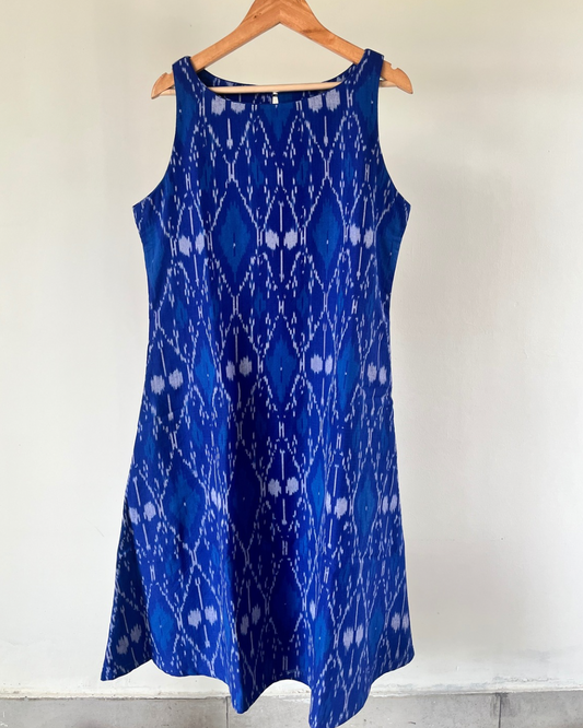 Amrit Dress - Bright blue ikkat
