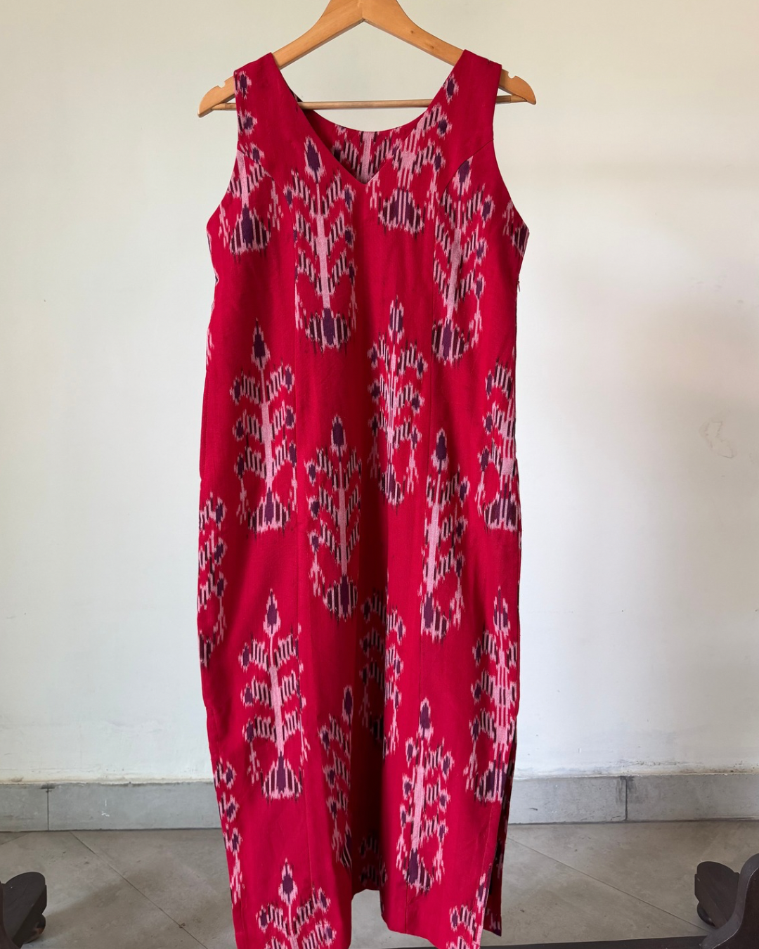 Nutan Dress - red ikkat