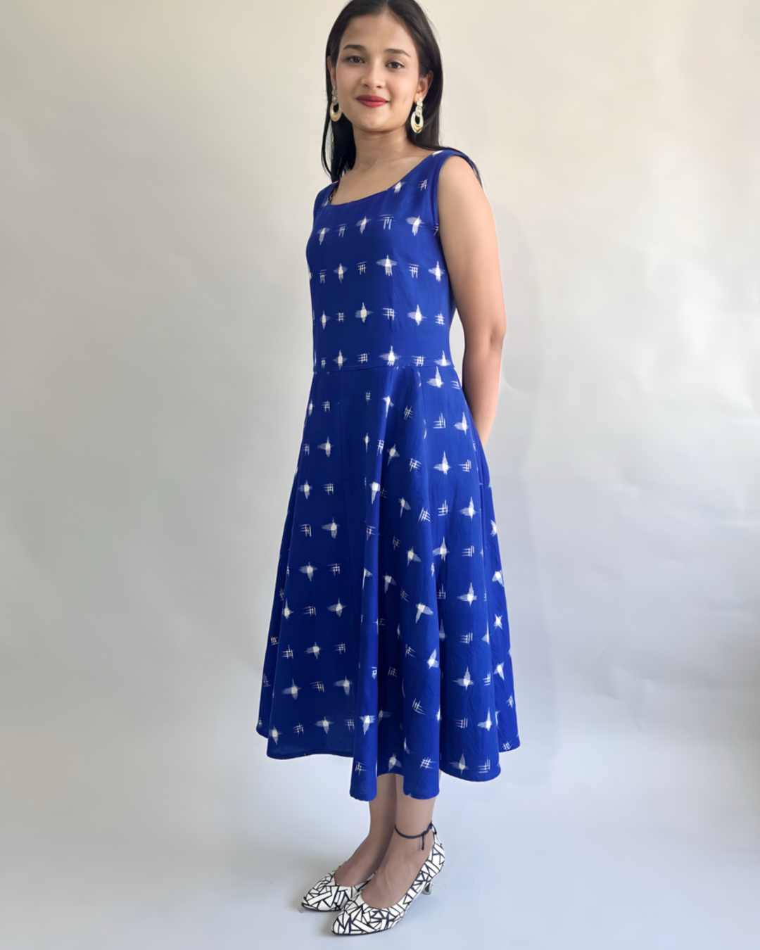 Ira Dress - Ink Blue Ikat