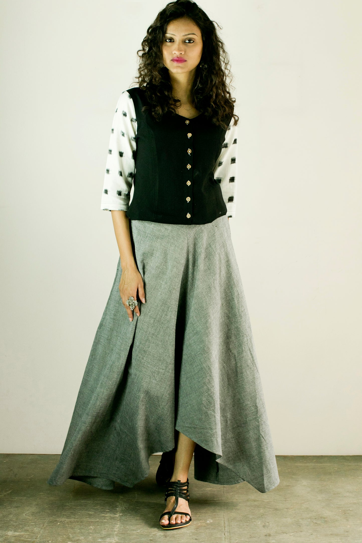 Adhira Skirt - Grey Cotton