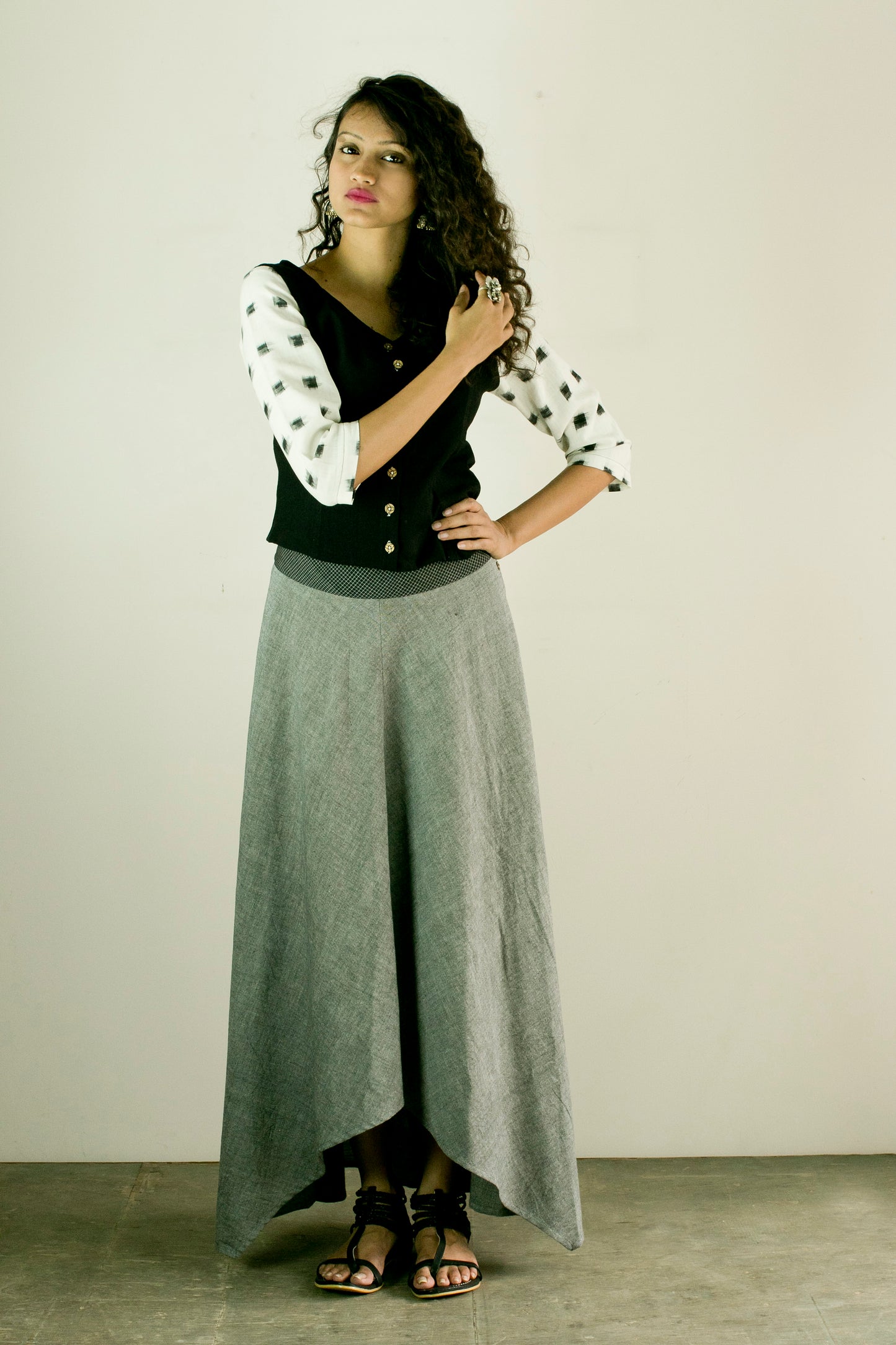 Adhira Skirt - Grey Cotton