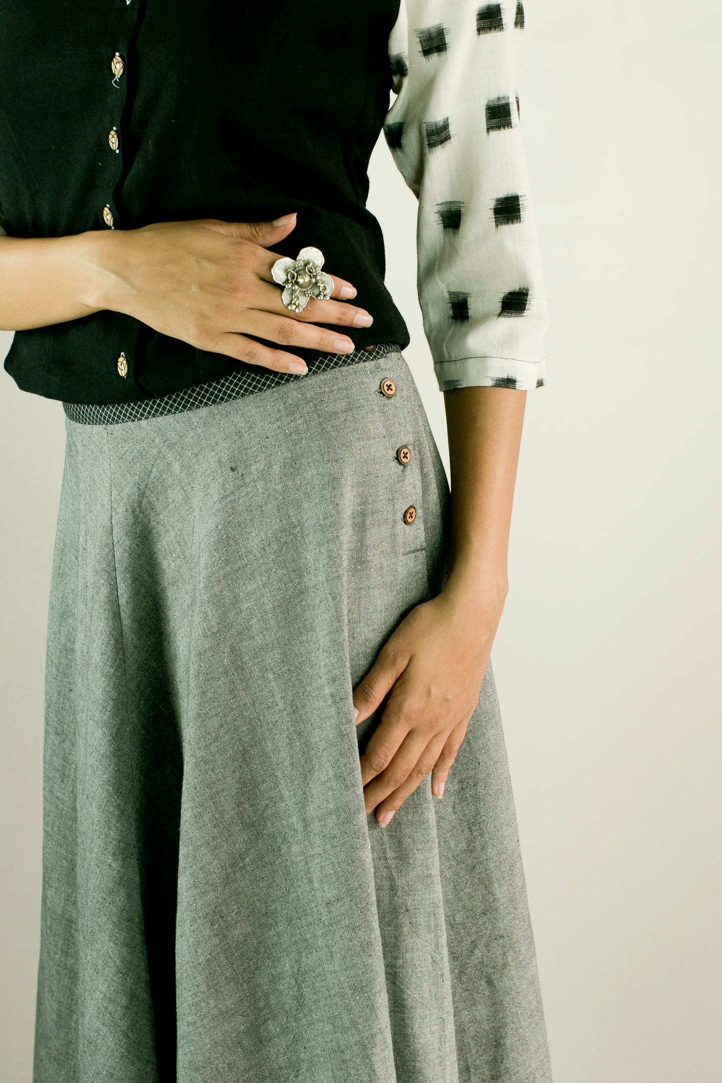 Adhira Skirt - Grey Cotton