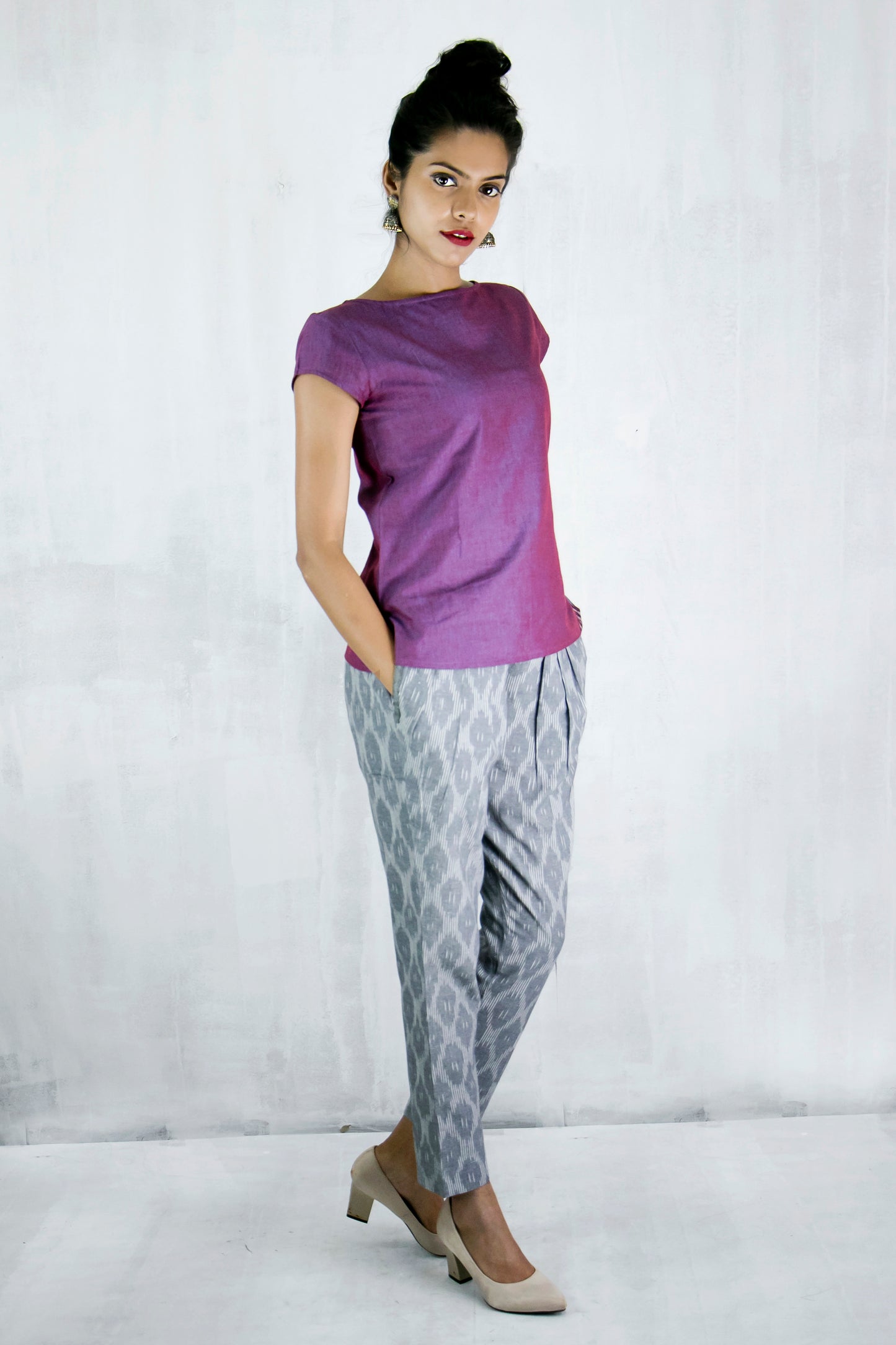 Uttara Top - Purple Red Cotton