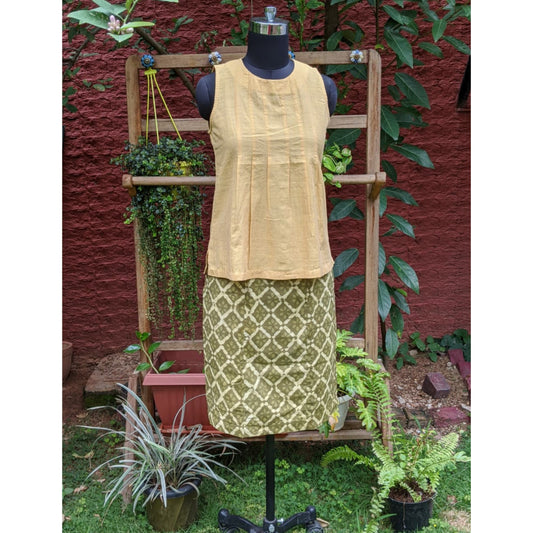 Rectangle Skirt - Leaf Green Block Print
