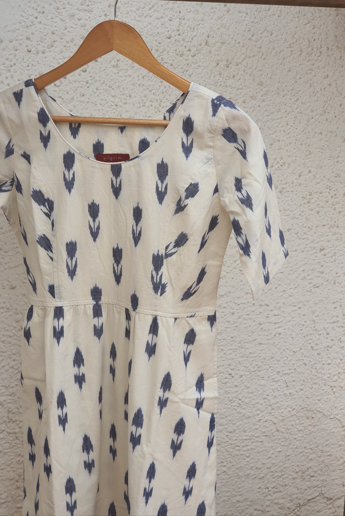 Lily Dress - White Indigo Ikkat