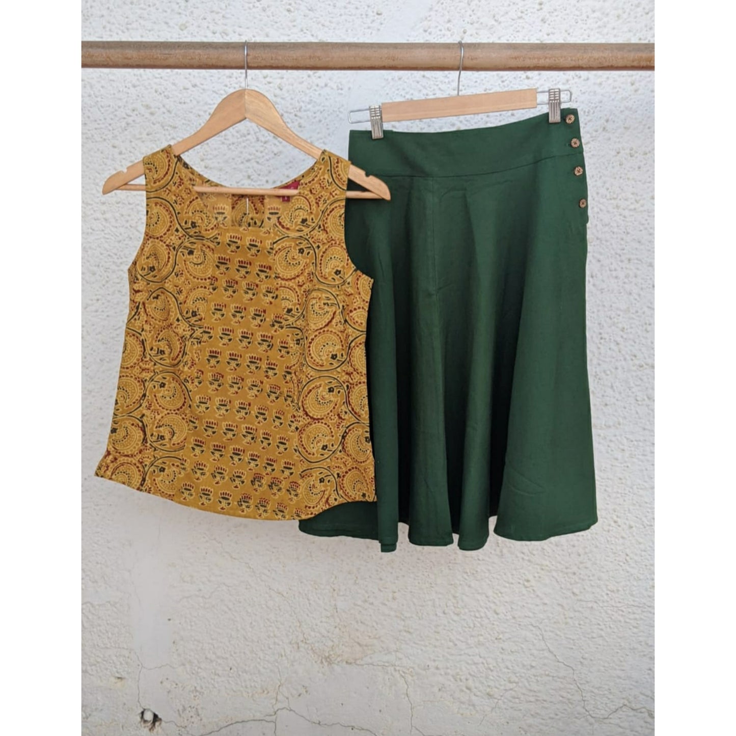 Lila Skirt - Leaf Green Cotton