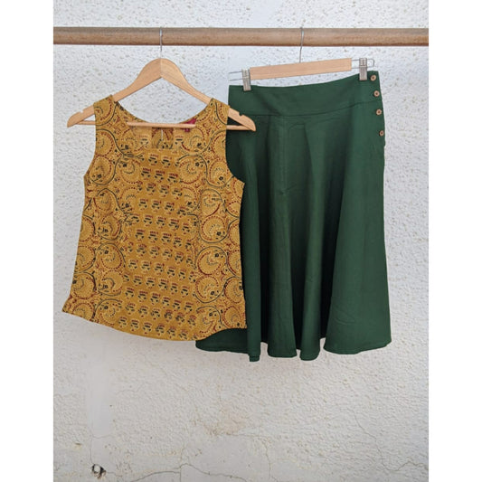 Lila Skirt - Leaf Green Cotton