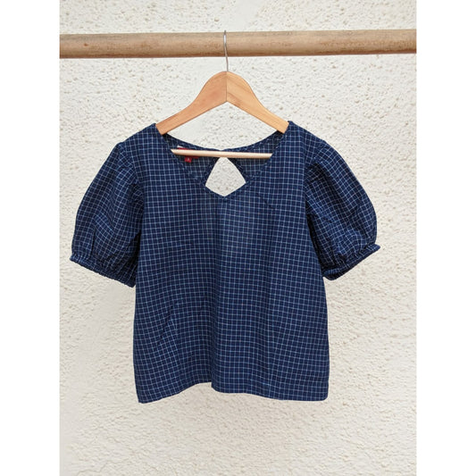 Shakti Crop Top - Indigo White Checks