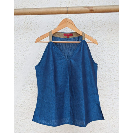 Swing Halter Top - Blue Berry Viscose