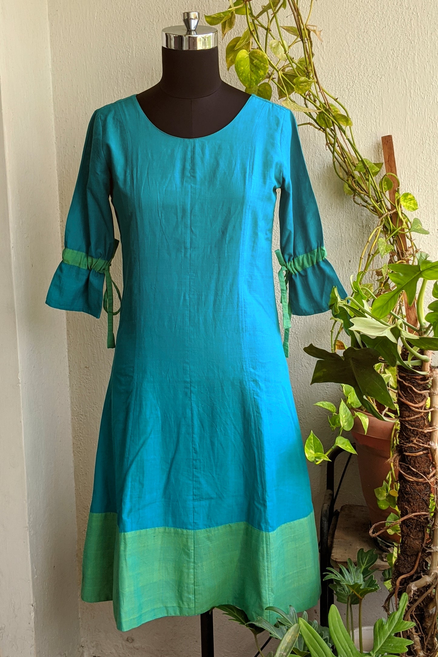 Sunflare Dress - Blue Green Mangalgiri