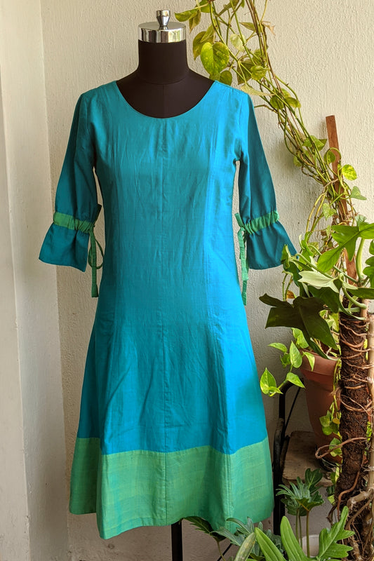 Sunflare Dress - Blue Green Mangalgiri