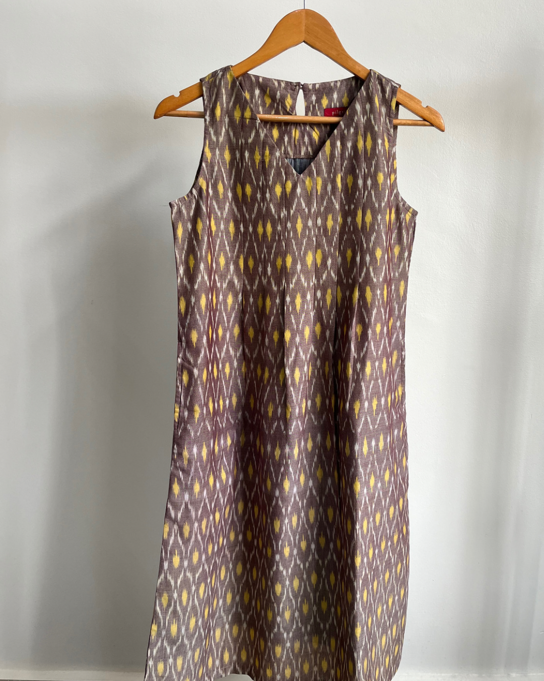 Upasana Dress - Brown Yellow Ikkat