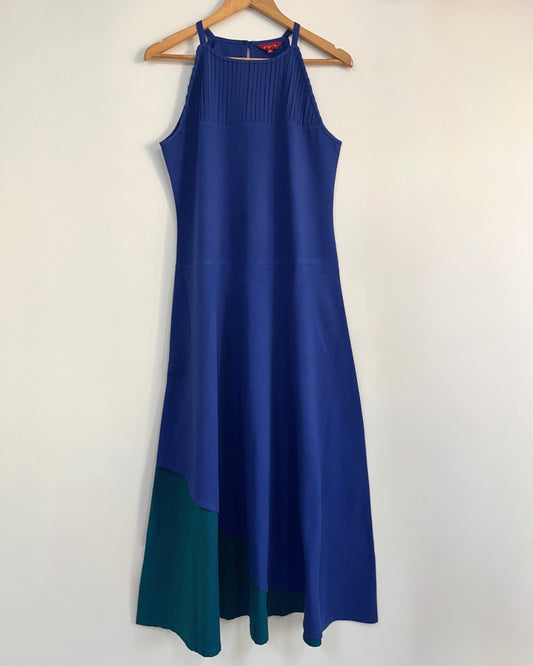 Tara Dress - Deep Blue with Peacock Mangalgiri in