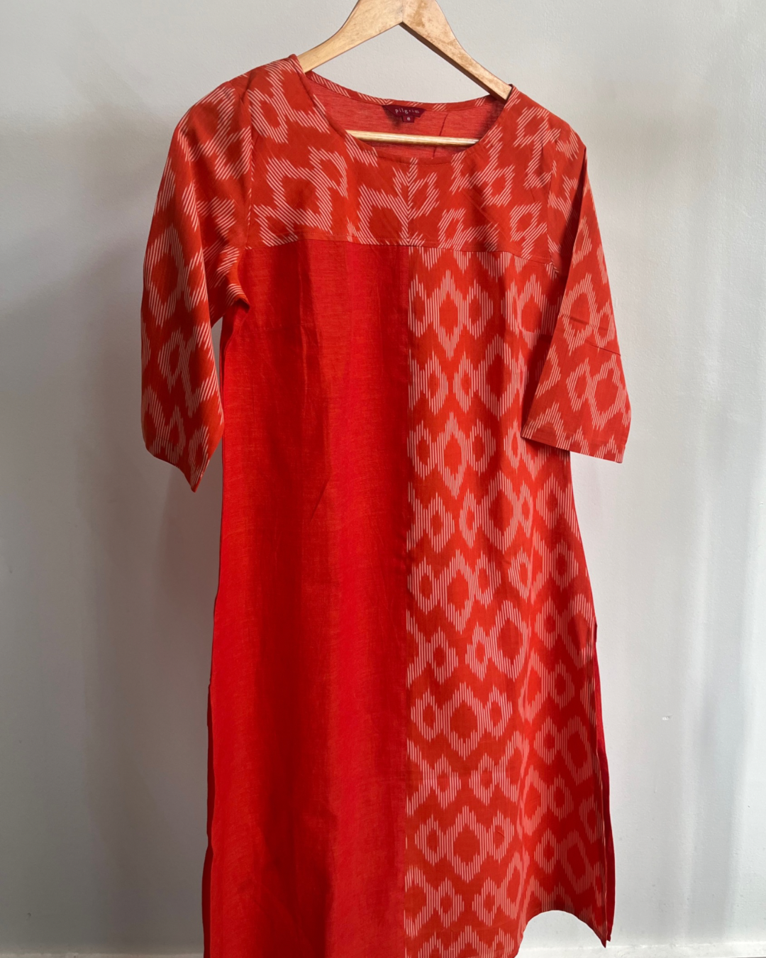 Patang Kurta - Orange Cotton with Orange Ikat