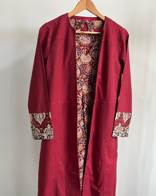 Mridul Jacket - Deep red cotton