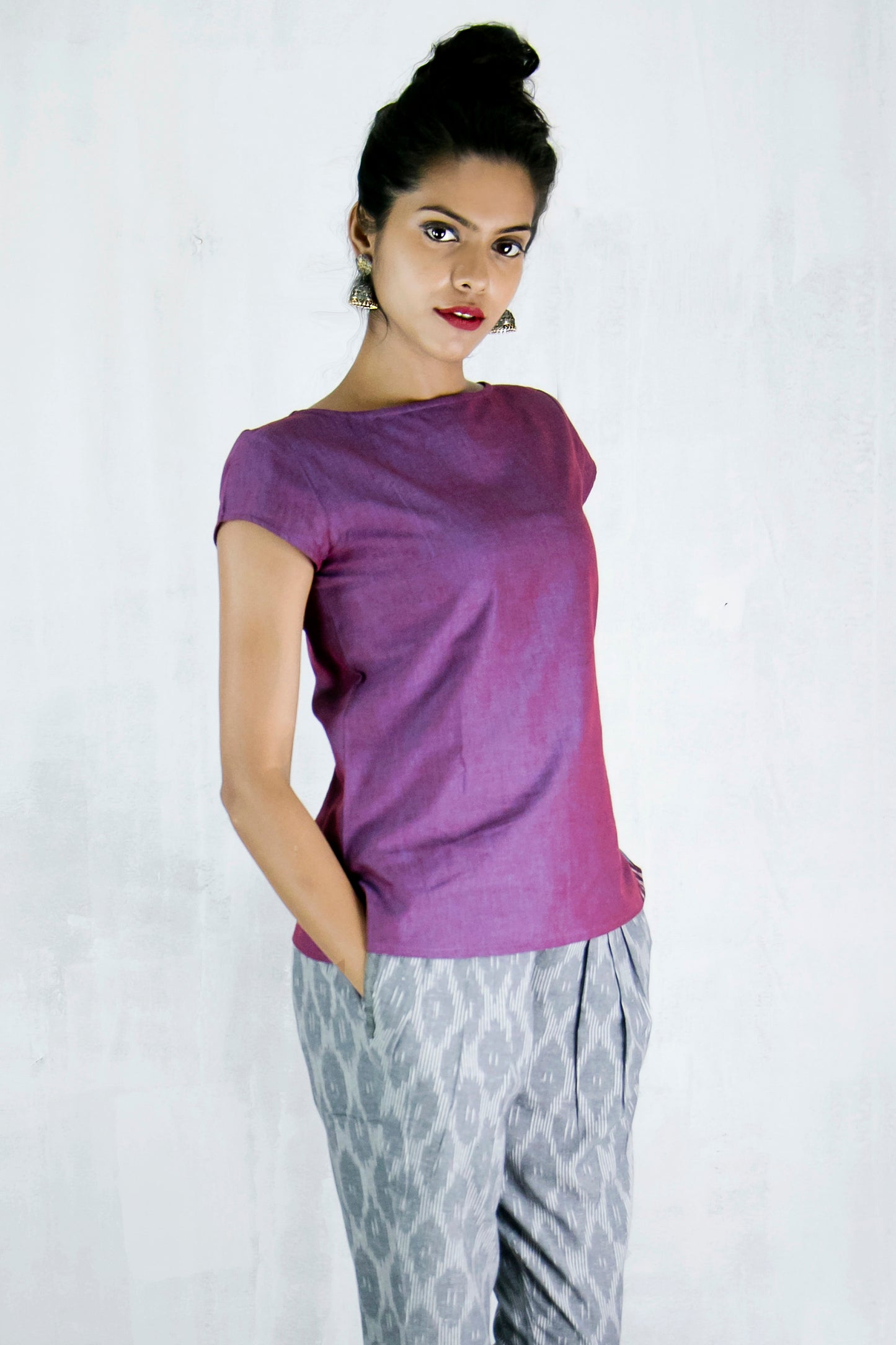 Uttara Top - Purple Red Cotton